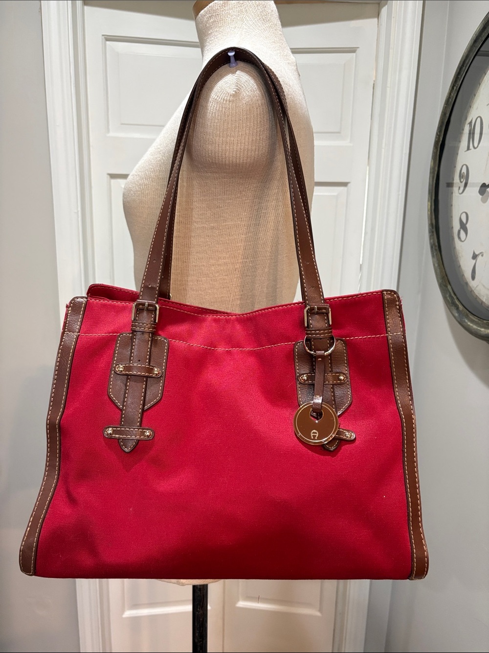 Etienne Aigner red cloth vintage shoulder bag